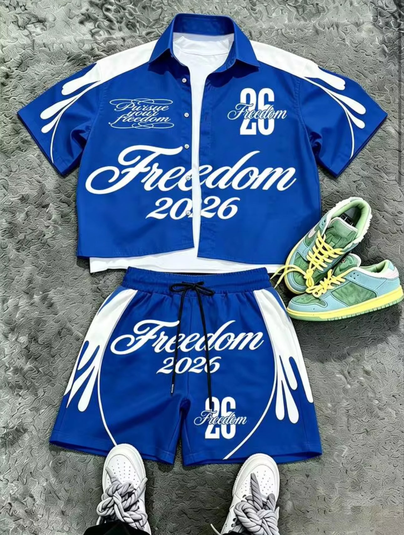 “Freedom” Shorts Set - Blue